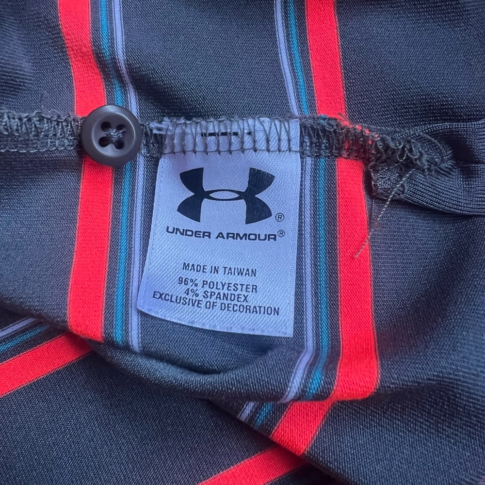 Under Armour Golf Polo Shirt Large Pebble Beach Golf Resort Club Orange Stripes - Picture 7 of 7